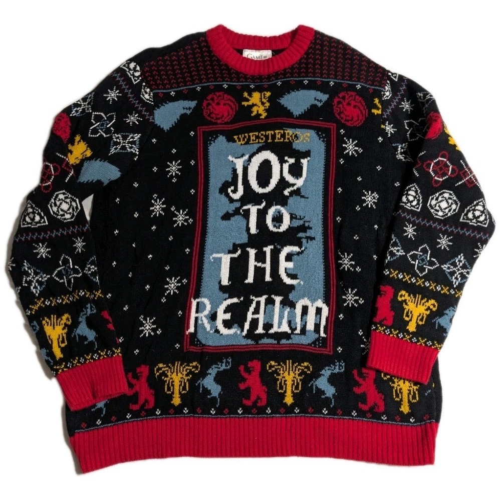 Game of Thrones Ugly‎ Christmas Sweater Westeros Joy To The Realm Mens L HBO
